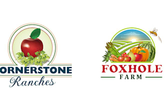 design creative farming landscape lawn care and agricultural logo