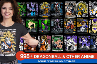998 dragon ball tshirt design bundle and other popular anime