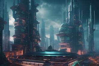 create futuristic cyberpunk city or background art