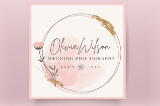 do custom feminine floral watercolor hand drawn logo design