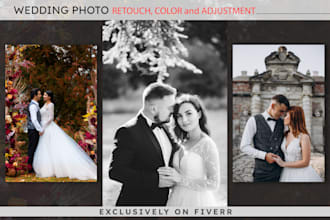 do wedding photo retouch, color correction and photo edit