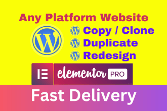 copy, clone, redesign, duplicate website using elementor pro