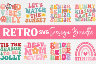 create striped retro wavy groovy svg t shirt design bundle for etsy