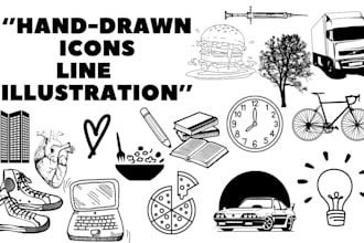 draw custom hand drawn icons, objects, stickers