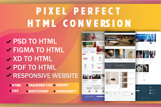 do figma to HTML conversion and responsive web design with bootstrap