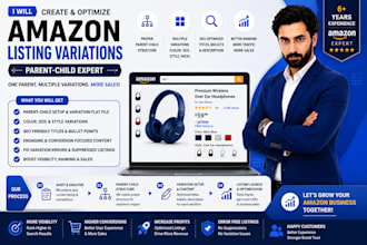 create and optimize amazon listing variations and parent child