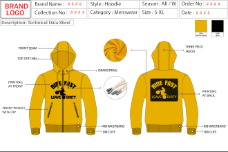 design flat fashion illustration and clothing tech pack