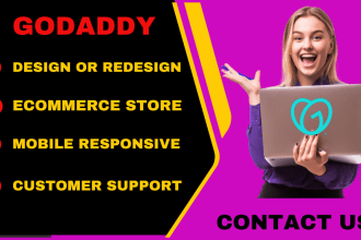design or redesign godaddy website, godaddy ecommerce website in godaddy builder