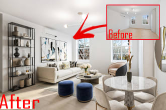 do virtual staging, add furniture to your home