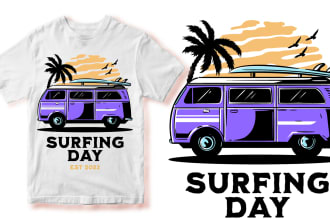 do retro vintage t shirt illustration for summer
