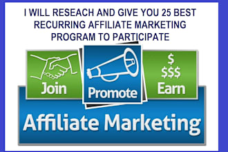 research 25 best affiliate products with recuring commission