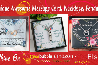 create message card, necklace, jewelry, shineon design