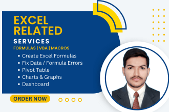 create and fix excel formula, macro, charts, pivot tables