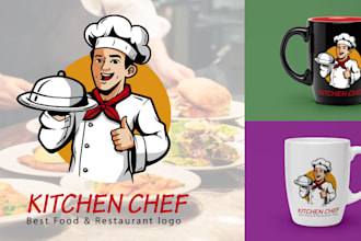 design food, cafe and vintage hipster restaurant logo design