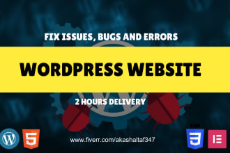 fix elementor bugs, wordpress errors and HTML CSS issues