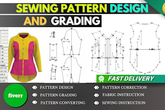 create your garment pdf sewing pattern design and  grading