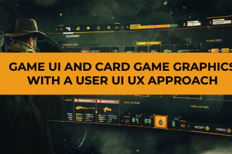 design  stunning game UI and card game graphics with a user UI UX approach