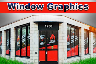 design creative window graphics, shopfront, decal storefront, signage
