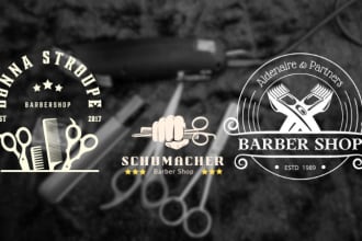 do unique barber shop, beauty salon emblem logo design