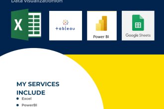 create excel, tableau, google sheets or powerbi interactive dashboards