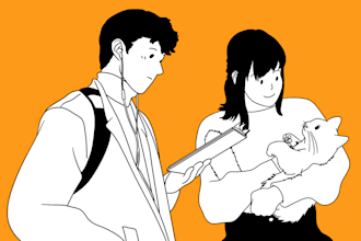 create hand drawn black and white line art illustration for your book
