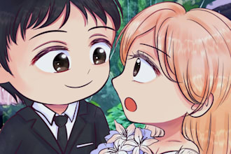 draw chibi couple art for you