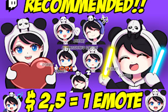 draw super cute chibi custom emote n badges for stream