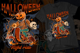 create skull halloween design in hand drawn style