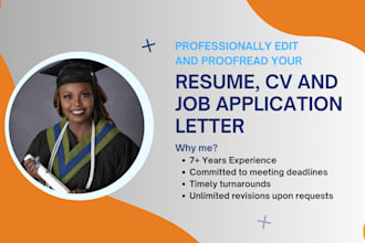 write, proofread and edit your resume, CV and application letter