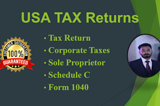 prepare usa tax return , schedule c , 1040 , 1120 and  5472