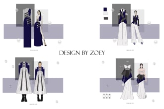 illustrate fashion collection  and fashion flat sketches