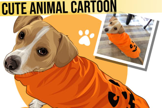 draw you pets to become cute cartoon pet portrait