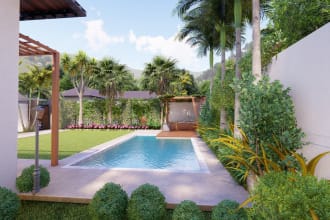 design your 3d landscape, pool, garden with 3d render