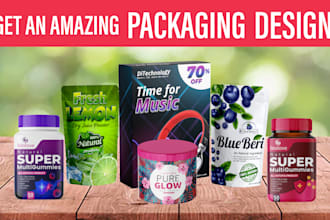 do all types of label, product packaging, pouch bag, and box design