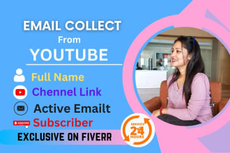 compile a list of email addresses for youtube influencer