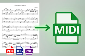 convert PDF or handwritten sheet music to midi file