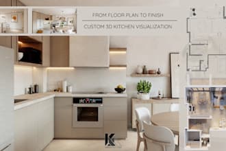 do modern kitchen design 3d rendering realistic interior