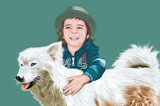 draw pet portrait, vector portrait, animal illustration