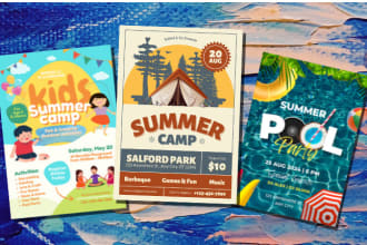 awesome summer or winter camp, kids party, school flayers