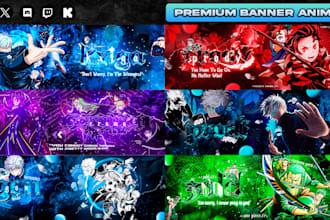 design an amazing anime banner, header or pfp for any platform
