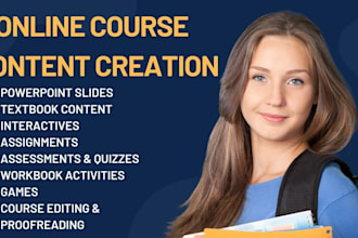 design lesson plans, assessments, educational video workbooks etc