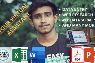 be your virtual assistant for data entry, web scraping, web research, copy paste