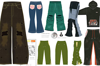 design jeans, stacked denim, distressed pant, joggers tech pack