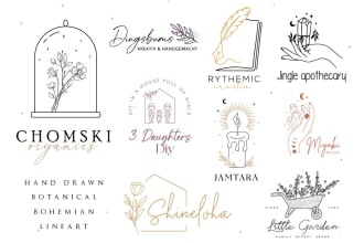 design botanical boho lineart hand drawn logo