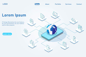 create 3d isometric vector illustration for app, business and web design