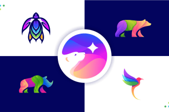 design a modern unique and colorful animal logo