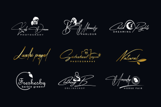 design photography, handwritten, luxury signature logo