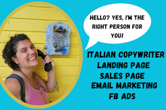 be your italian copywriter for landing page, email sequence, sales page, ads