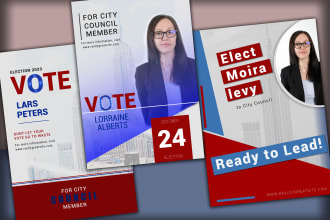 design political poster, designbanner, flyer, billboard, and yard sign