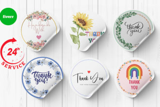 design minimalist thank you stickers and tags within 24hrs